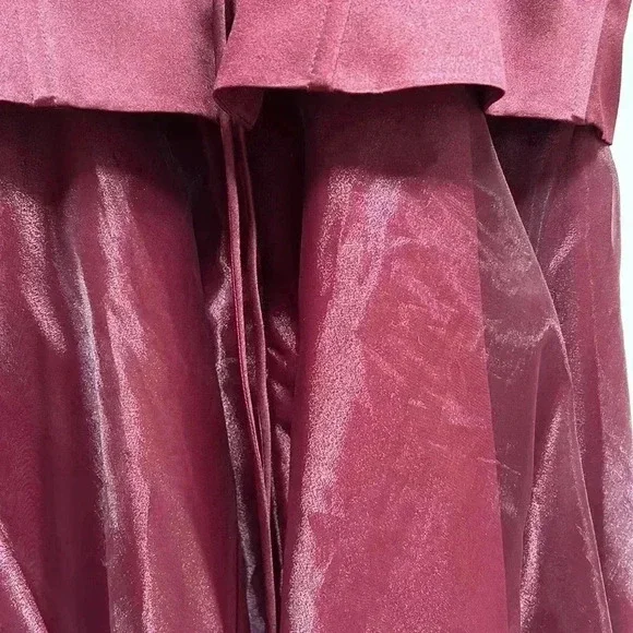 EUC Victorian Shakespeare Formal Corset Dress Floral Beaded Tulle Maxi Burgundy - Picture 5 of 13